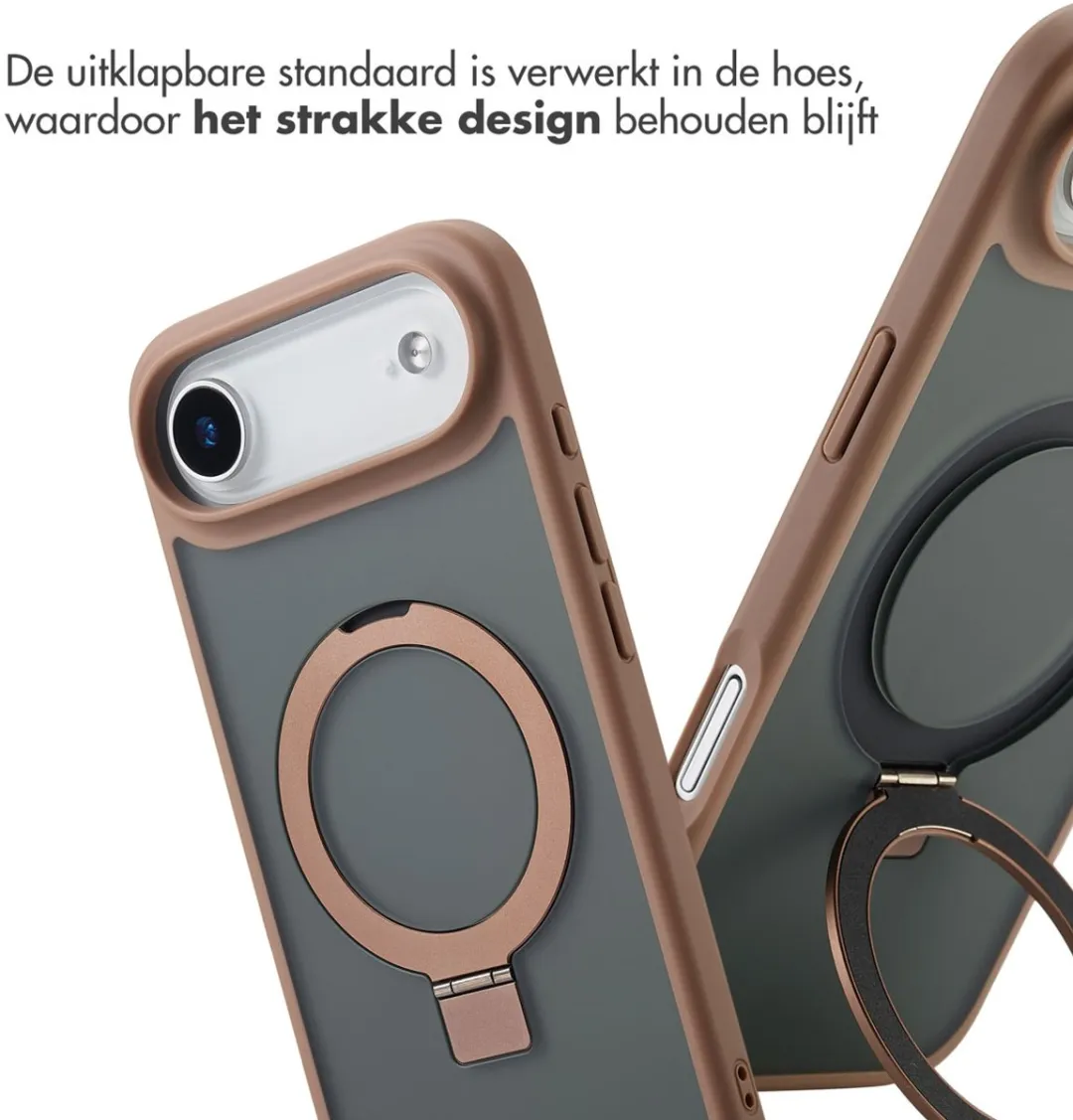 Accezz iPhone 17 Air Hoesje - MagSafe Ring Stand - Bruin