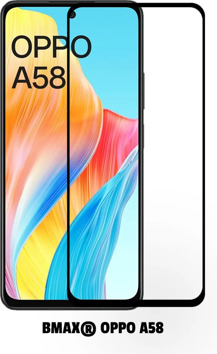 BMAX Screenprotector OPPO A58 - 2 Stuks - Full Cover Zwart