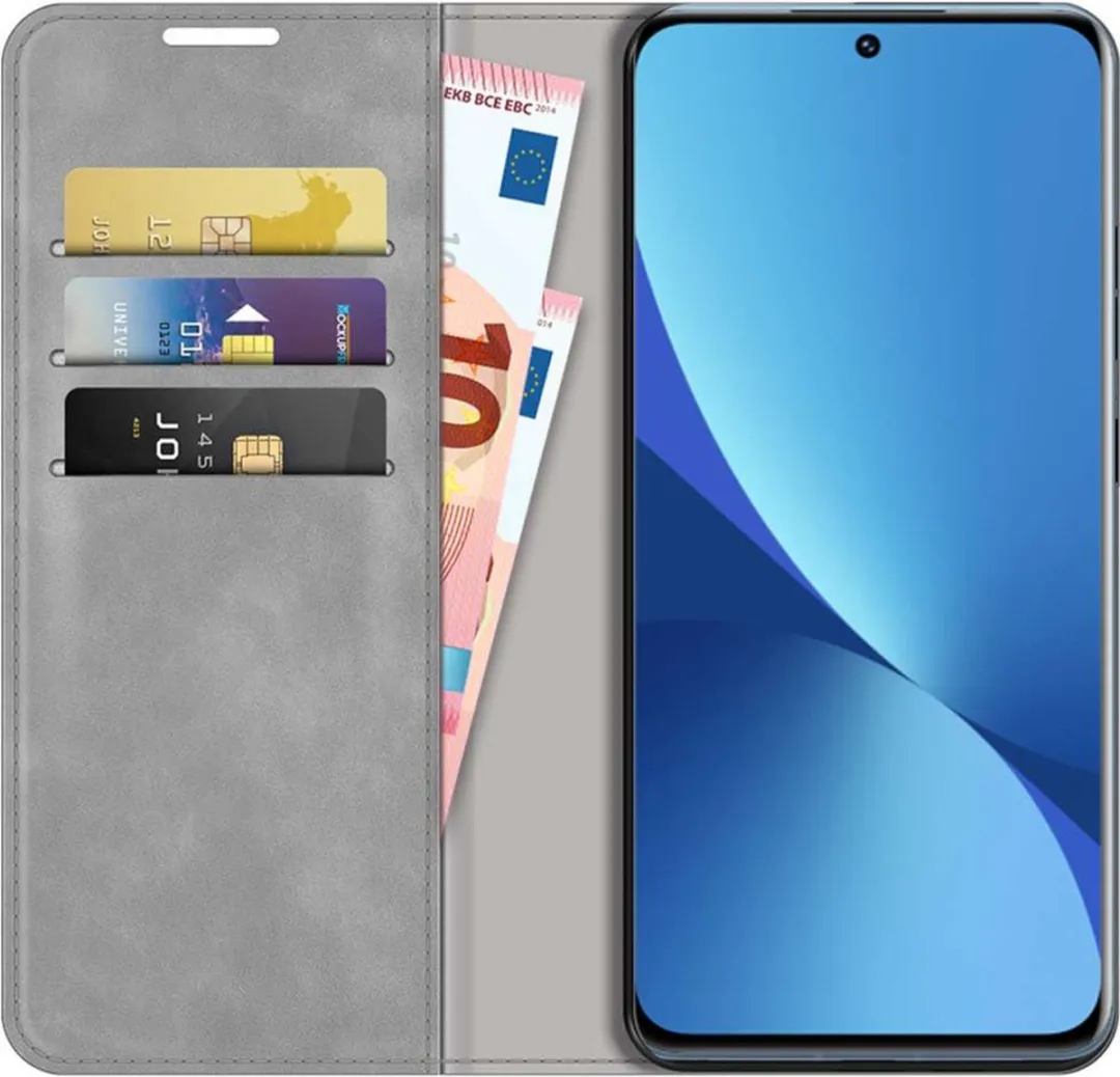 Just in Case Cazy Hoesje Xiaomi 12/12X - 4 Pasjes - Grijs