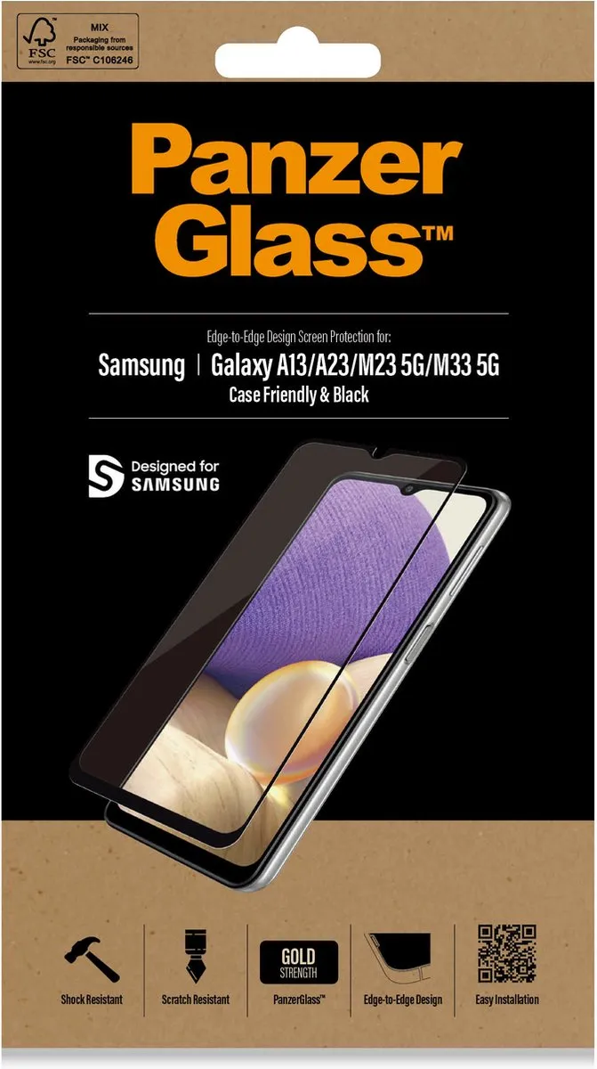 PanzerGlass Screenprotector Samsung Galaxy A13 4G - Zwart