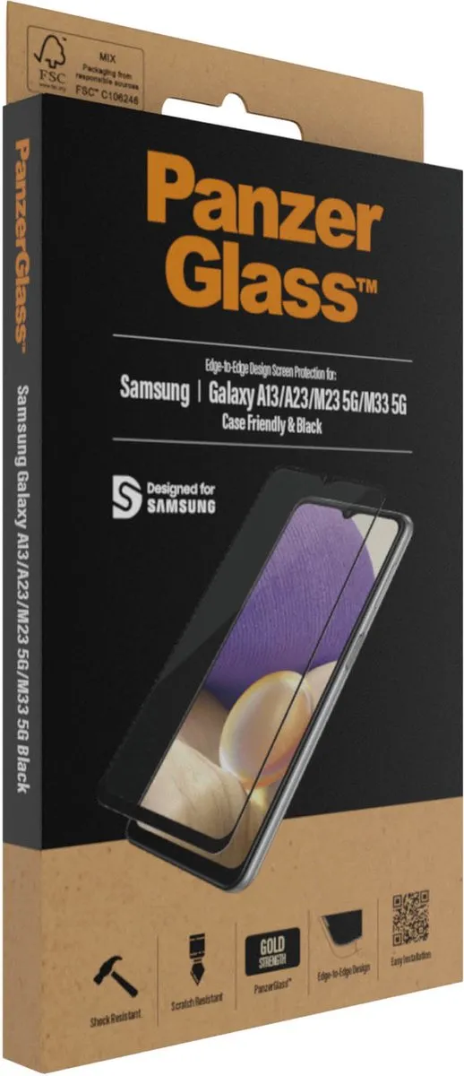 PanzerGlass Screenprotector Samsung Galaxy A13 4G - Zwart - afbeelding 6 van 6