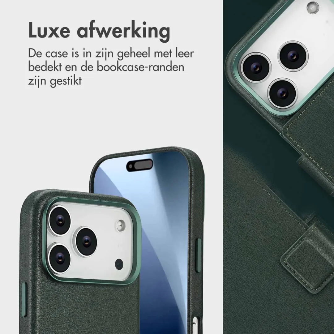 Accezz iPhone 17 Pro Hoesje 2-in-1 Leather Bookcase - 3 Pasjes - Cedar Green