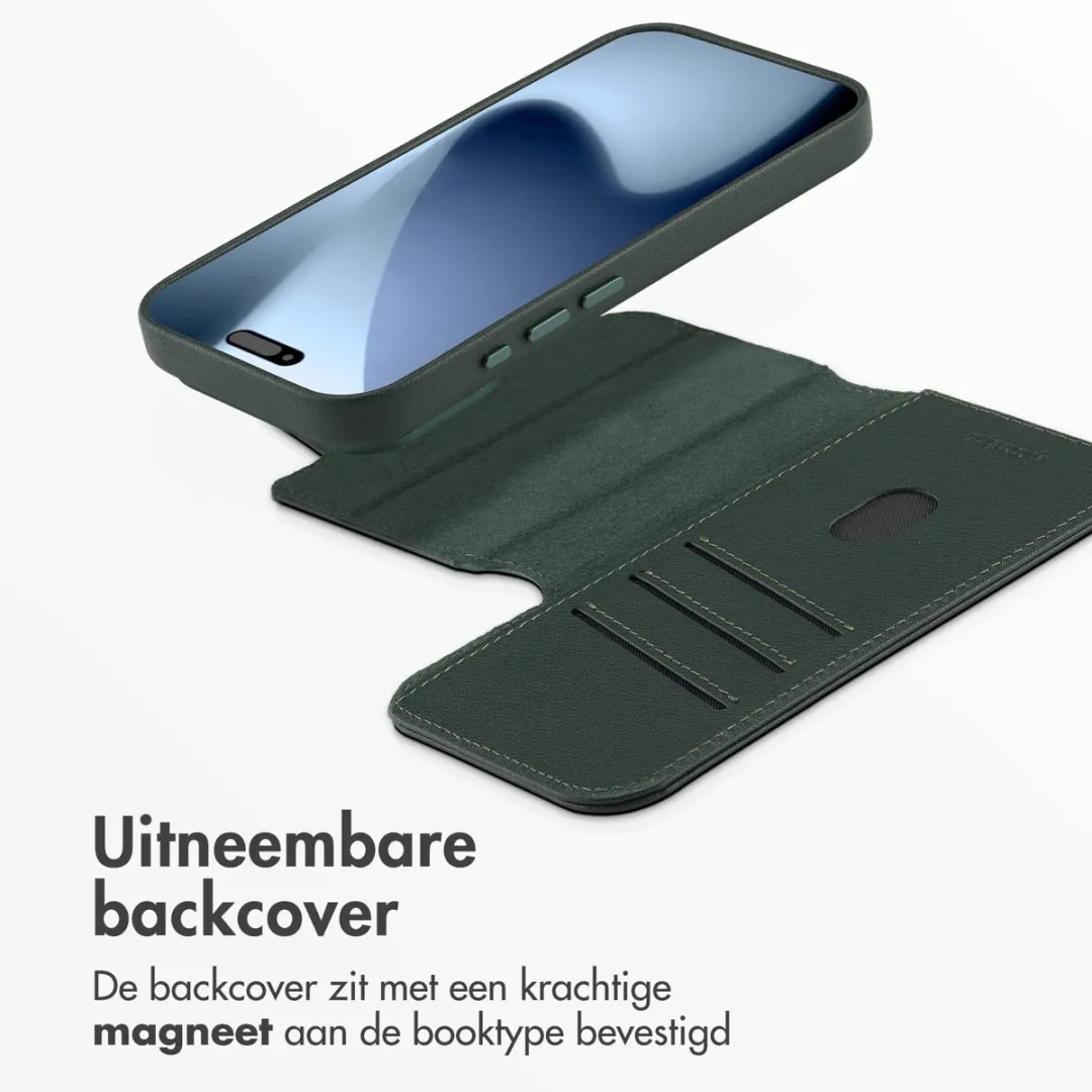 Accezz iPhone 17 Pro Hoesje 2-in-1 Leather Bookcase - 3 Pasjes - Cedar Green