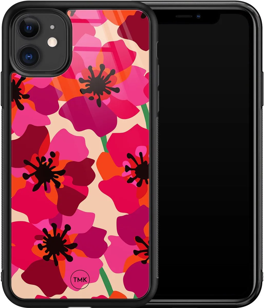 Casevibes iPhone 11 Hoesje - Roze Floral Bliss - TPU Glossy