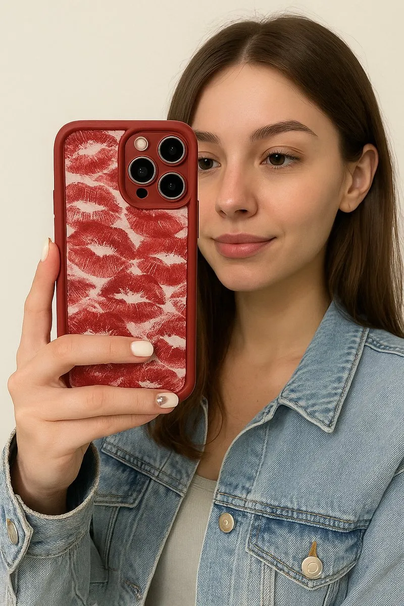 NUVEX iPhone 12 Telefoonhoesje - Rood Lippenstiftpatroon