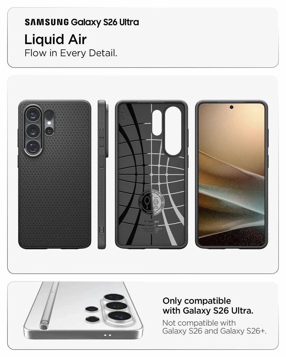 Spigen Liquid Air Hoesje ACS10670 - Samsung Galaxy S26 Ultra - Zwart