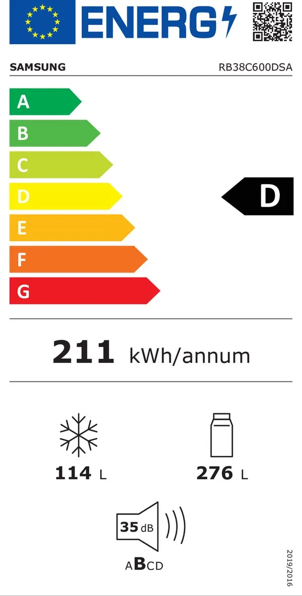 Samsung RB38C600DSA/EF Koel-Vriescombinatie 390L - Roestvrijstaal