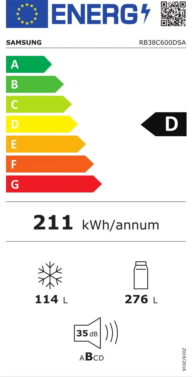 Samsung RB38C600DSA/EF Koel-Vriescombinatie 390L - Roestvrijstaal