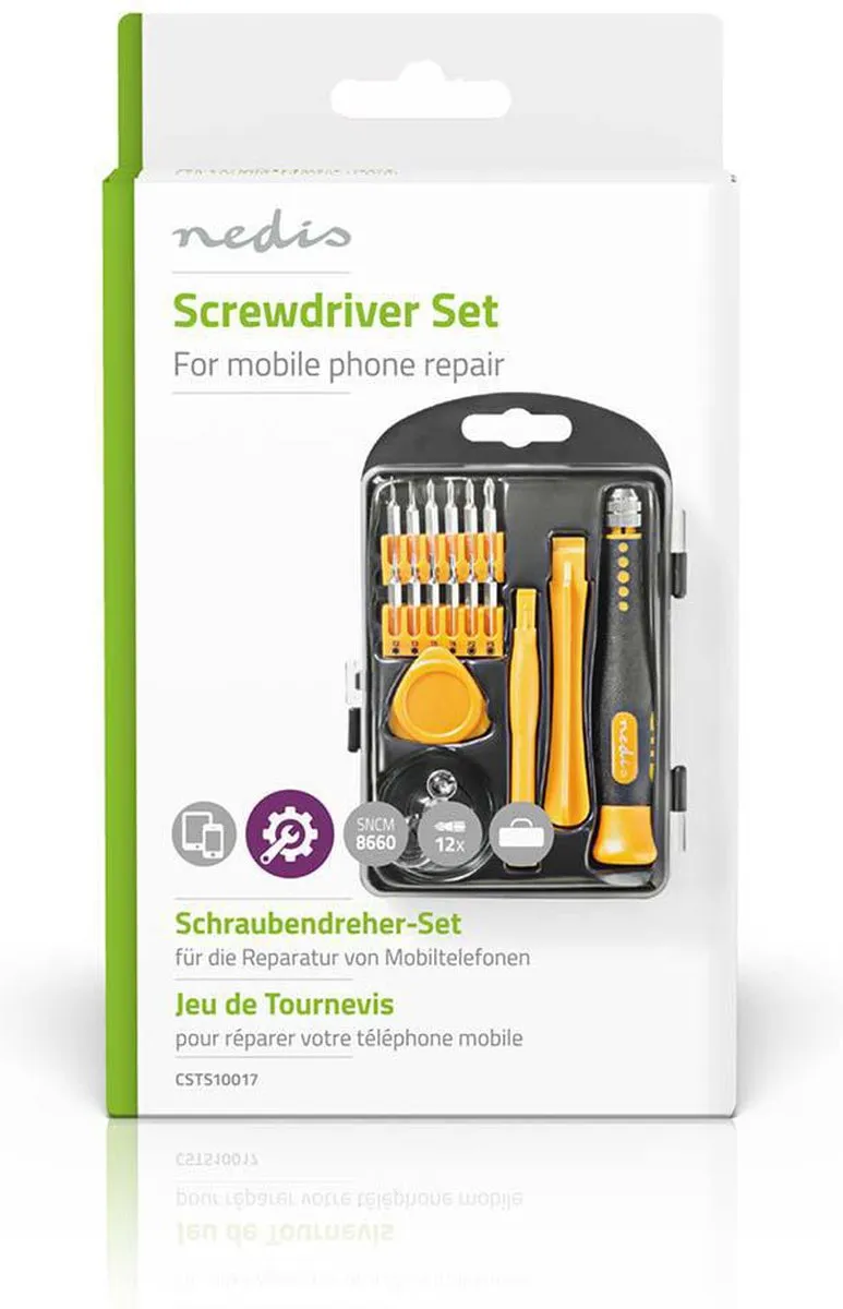 Nedis CSTS10017 Telefoon/Tablet Reparatieset 17-in-1 - Geel