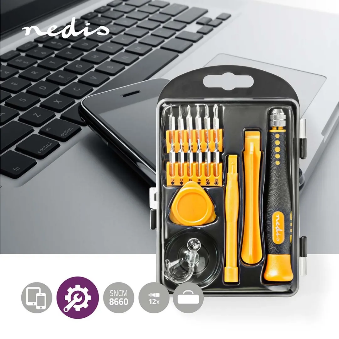 Nedis CSTS10017 Telefoon/Tablet Reparatieset 17-in-1 - Geel