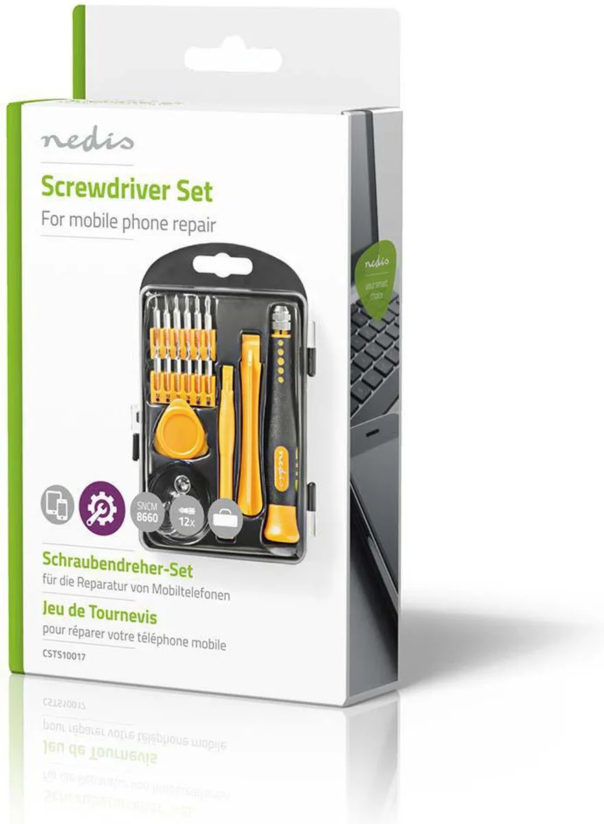 Nedis CSTS10017 Telefoon/Tablet Reparatieset 17-in-1 - Geel - afbeelding 6 van 6