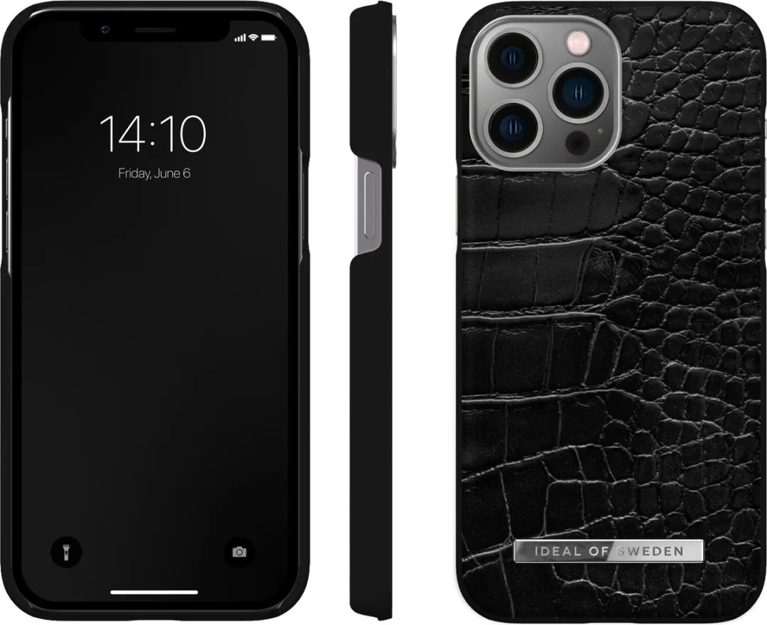 iDeal of Sweden Atelier Case iPhone 13 Pro Max Neo Noir Croco Silver