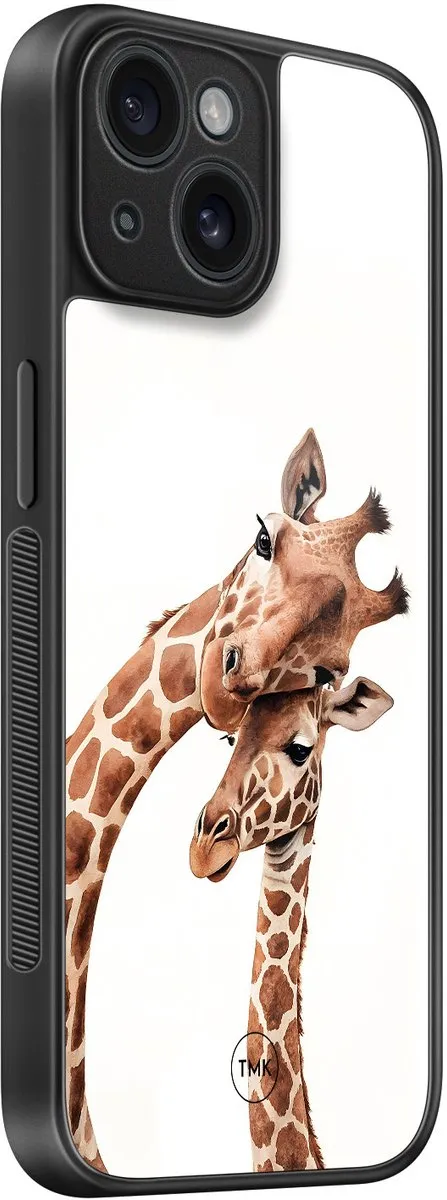 Casevibes iPhone 15 Hoesje Giraffenprint - Bruin