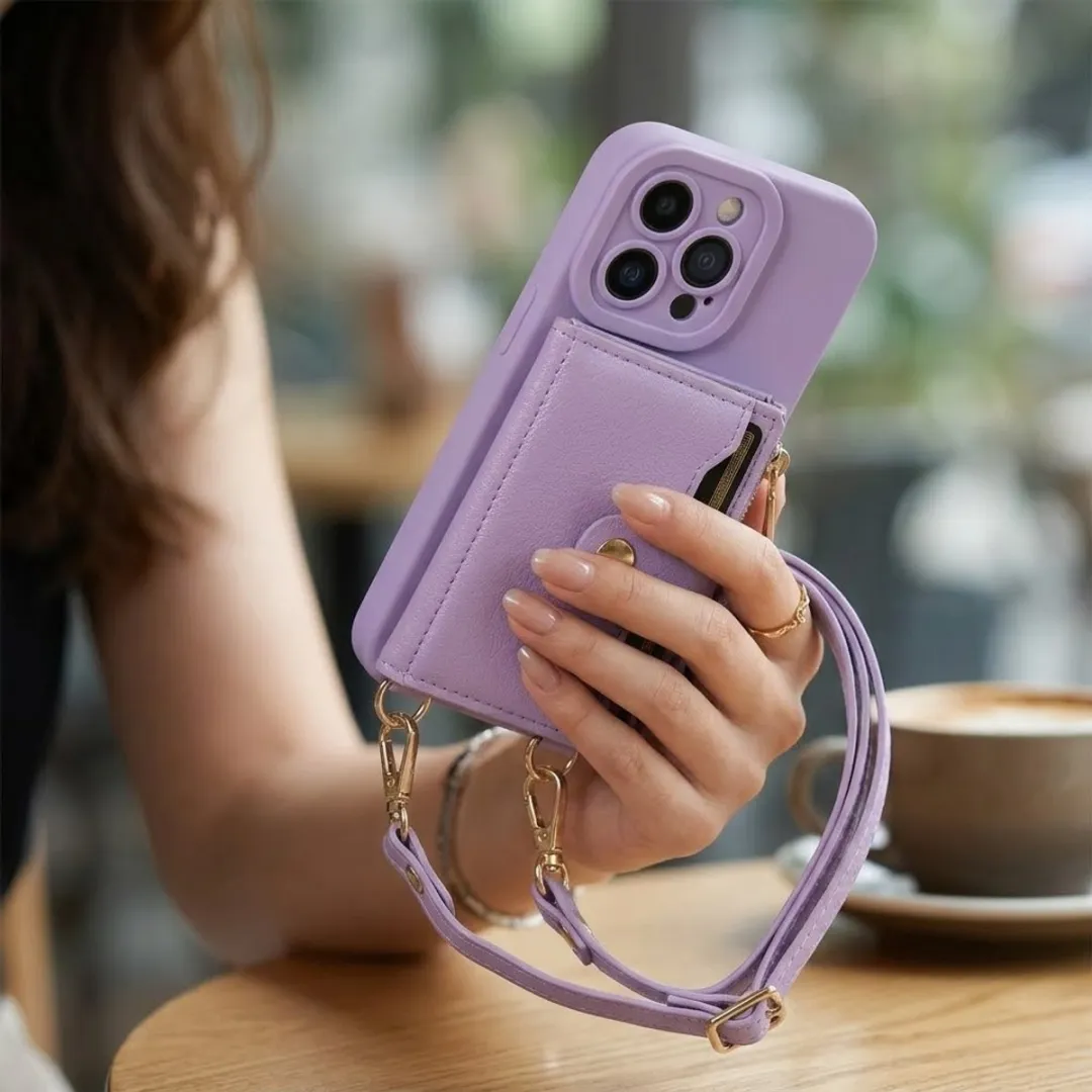 NUVEX iPhone 15 Pro Paars Hoesje met Portemonnee - Kunstleer