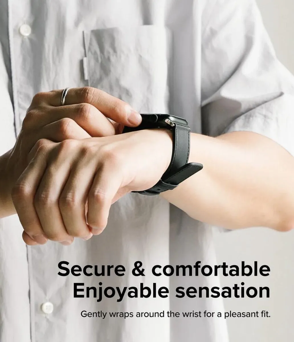 Ringke Leather One Basic Bold Horlogeband - Apple Watch 1-10/SE/Ultra - Bruin