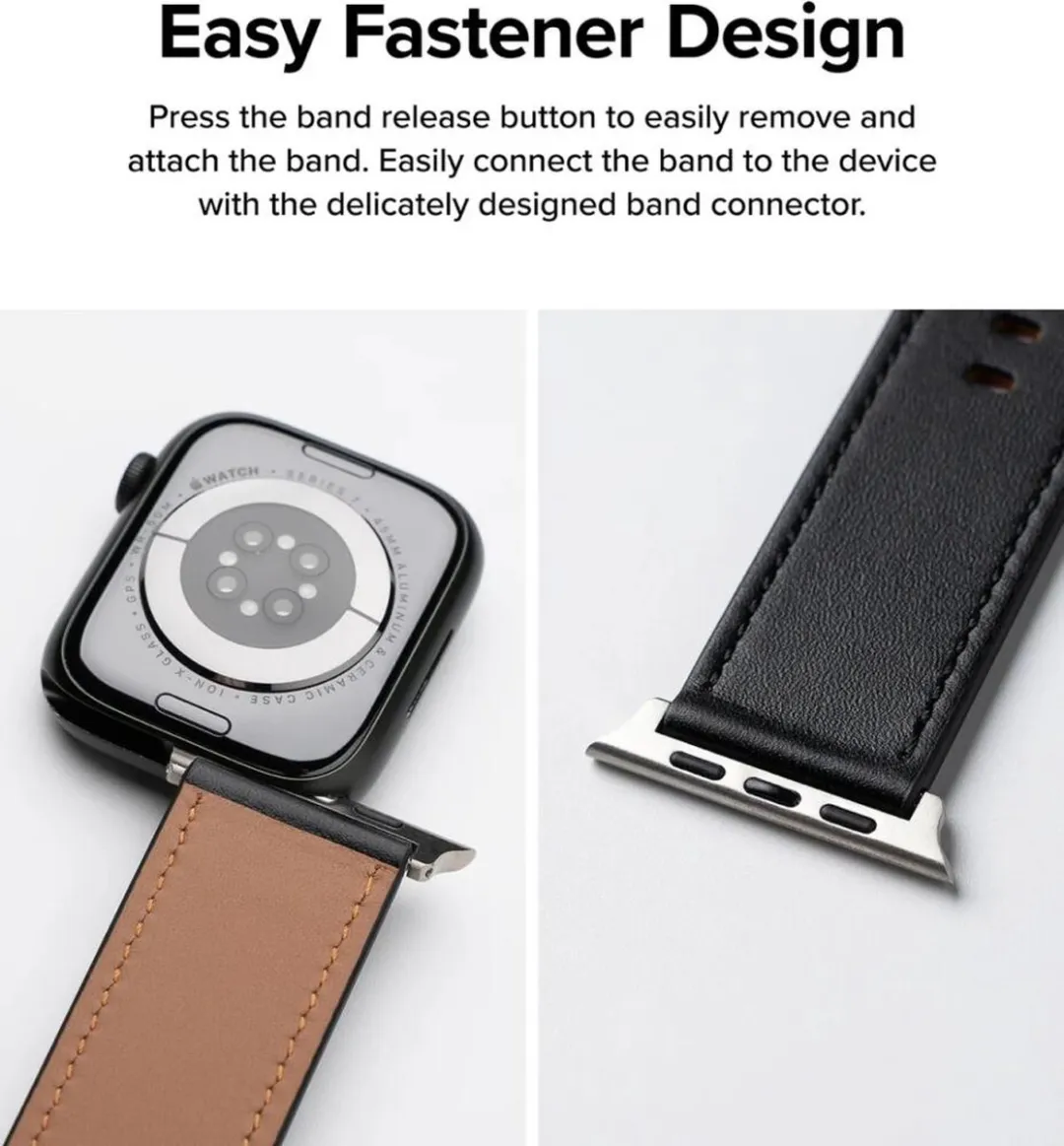 Ringke Leather One Basic Bold Horlogeband - Apple Watch 1-10/SE/Ultra - Bruin - afbeelding 6 van 6