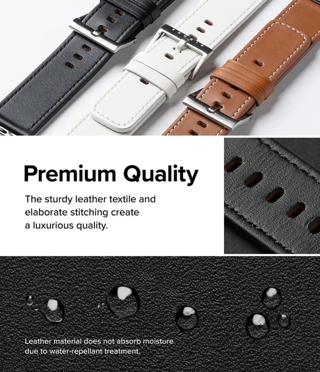 Ringke Leather One Basic Bold Horlogeband - Apple Watch 1-10/SE/Ultra - Bruin