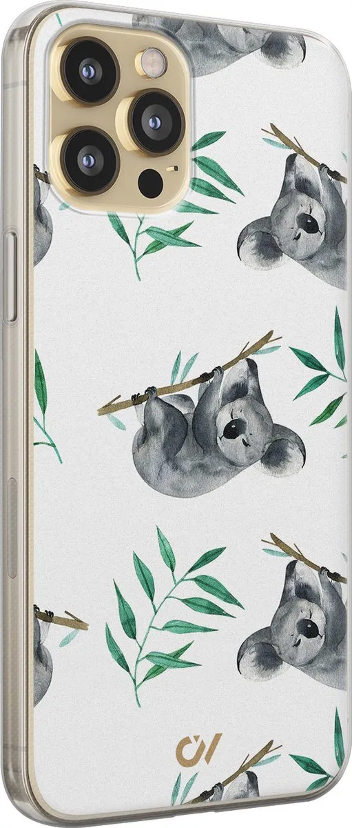 Casevibes Hoesje iPhone 12 Koala Print - Wit - A/13/UV/058