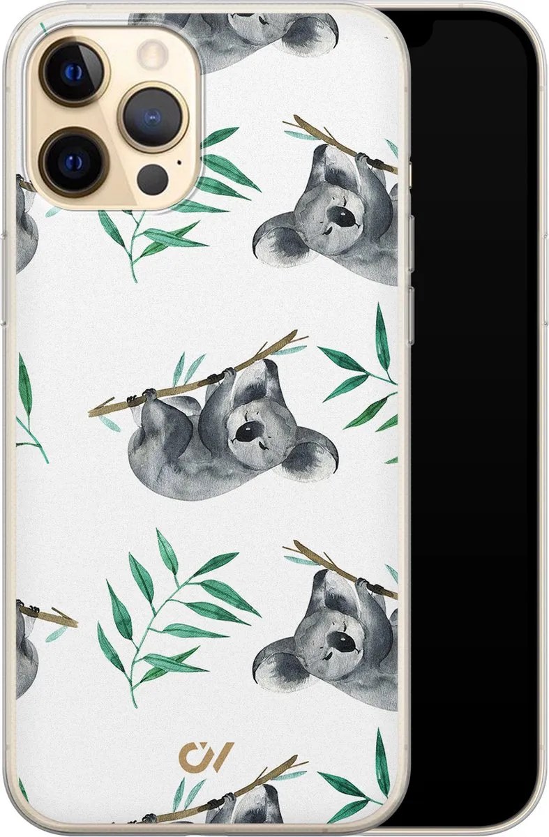 Casevibes Hoesje iPhone 12 Koala Print - Wit - A/13/UV/058