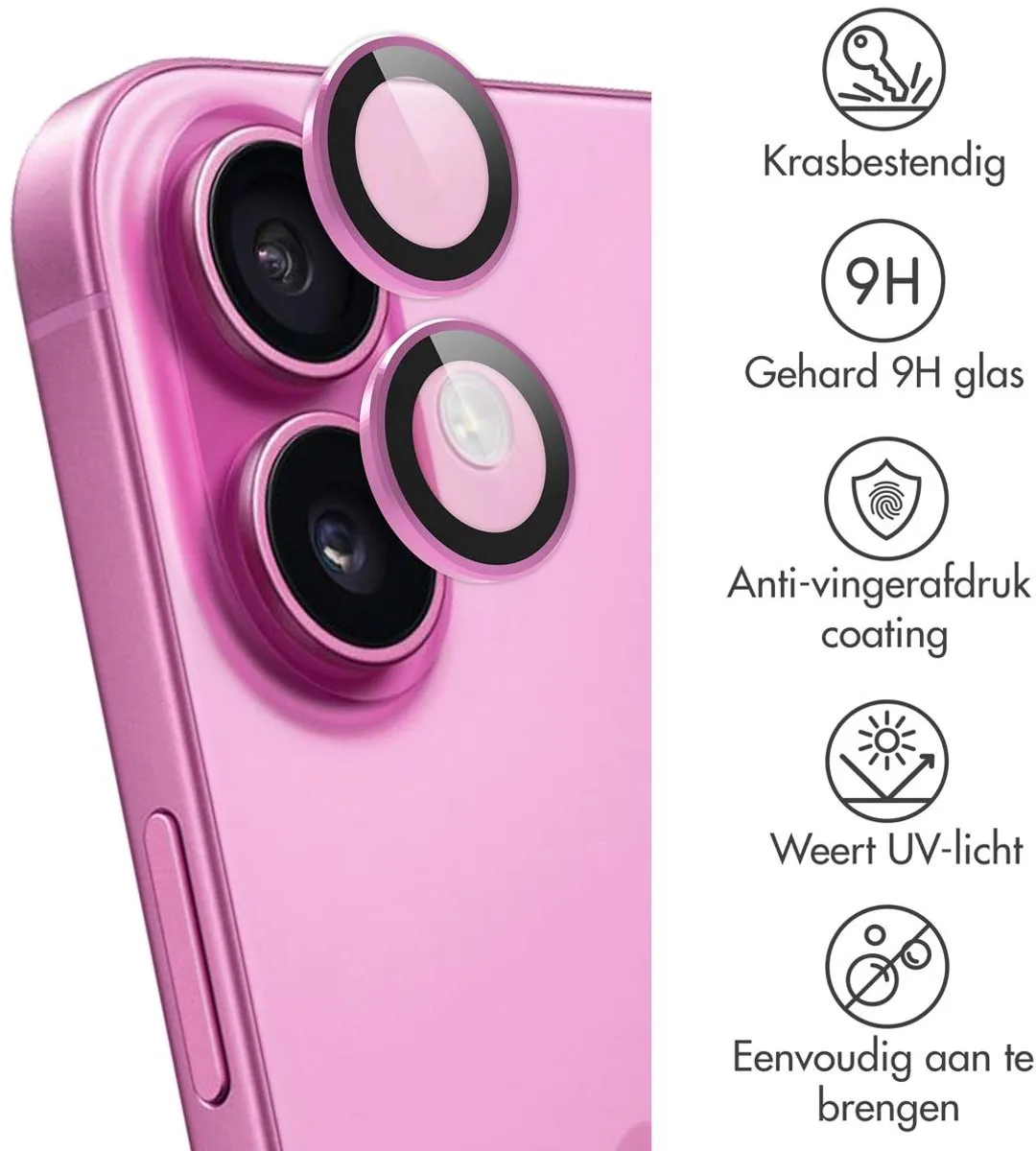 Imoshion Camera Lens Protector iPhone 16/Plus - 2 Stuks - Roze - afbeelding 4 van 6