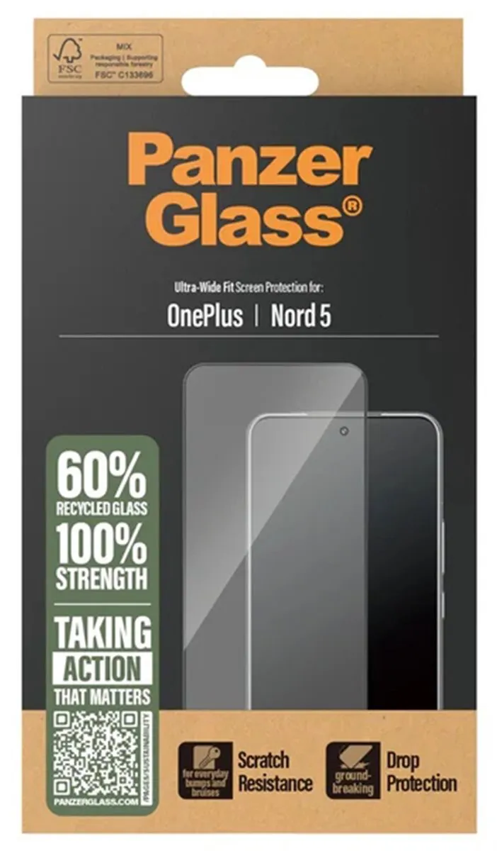 PanzerGlass Ultra-Wide Screenprotector OnePlus Nord 5 - Antibacterieel