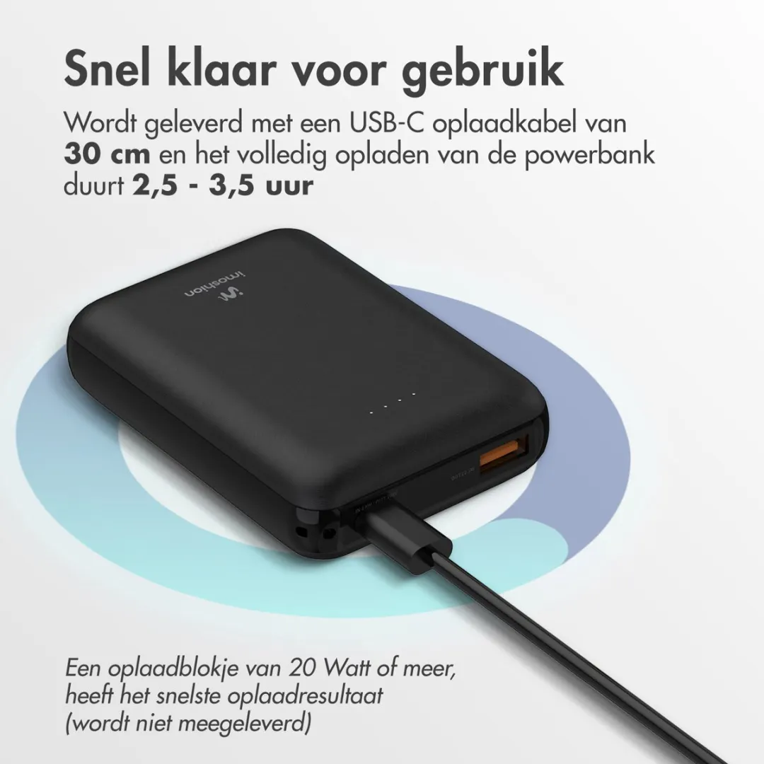 Imoshion Ultra Compacte Powerbank 10.000mAh SH00069598 - 22.5W - USB-C/A - Zwart - afbeelding 6 van 6