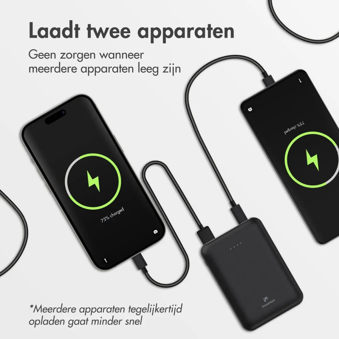 Imoshion Ultra Compacte Powerbank 10.000mAh SH00069598 - 22.5W - USB-C/A - Zwart