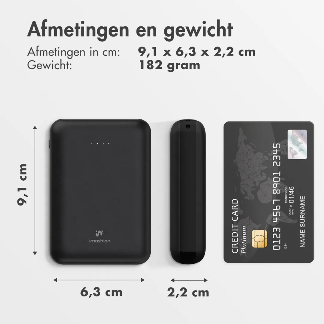 Imoshion Ultra Compacte Powerbank 10.000mAh SH00069598 - 22.5W - USB-C/A - Zwart
