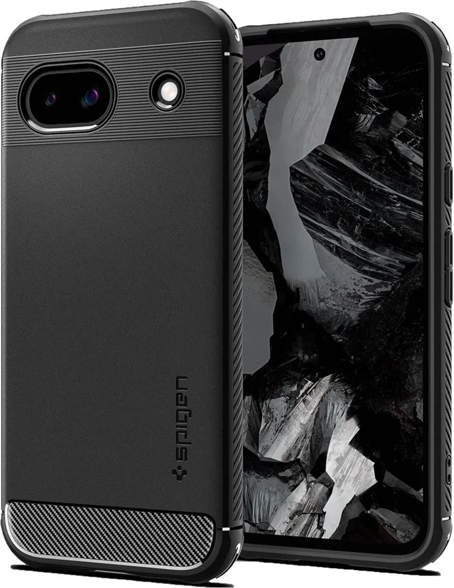 Spigen Rugged Armor ACS07259 Hoesje - Google Pixel 8a - Carbon Zwart