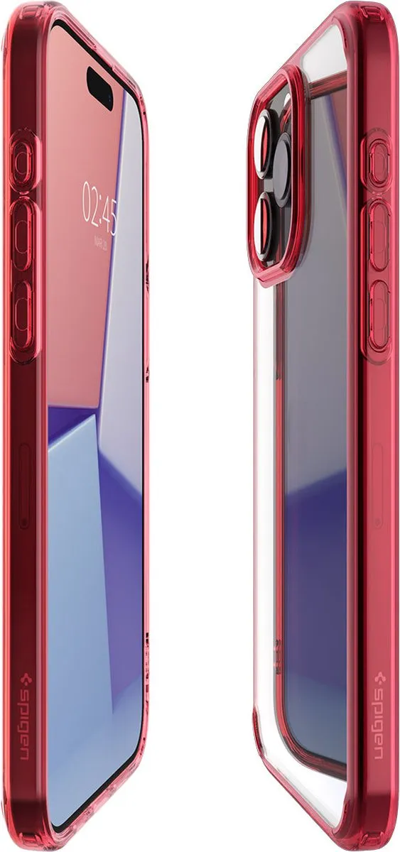 Spigen Ultra Hybrid ACS07054 Hoesje - iPhone 15 Pro Max - Transparant Rood