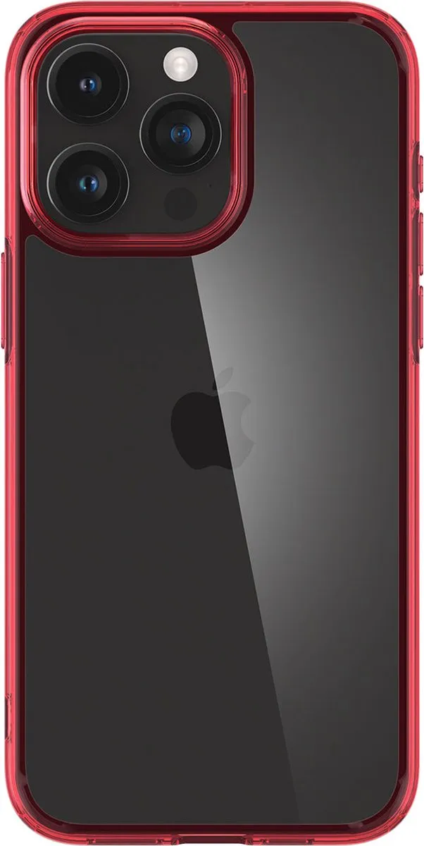 Spigen Ultra Hybrid ACS07054 Hoesje - iPhone 15 Pro Max - Transparant Rood