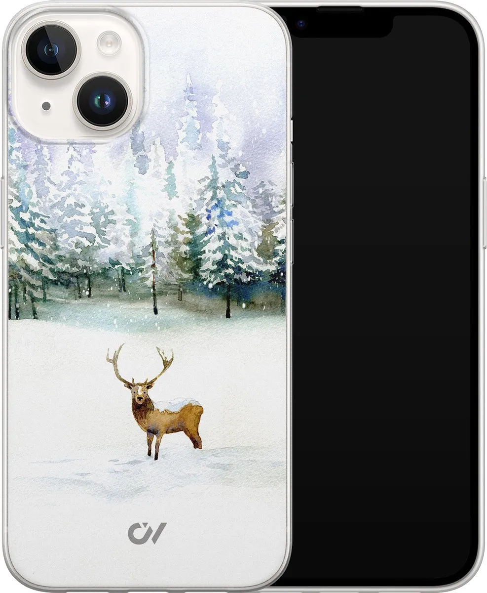 Casevibes iPhone 14 Hoesje Rendier - Wit - A/14/UV/031