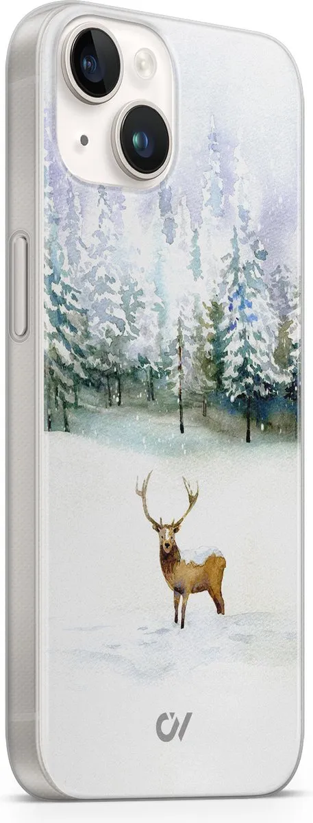 Casevibes iPhone 14 Hoesje Rendier - Wit - A/14/UV/031