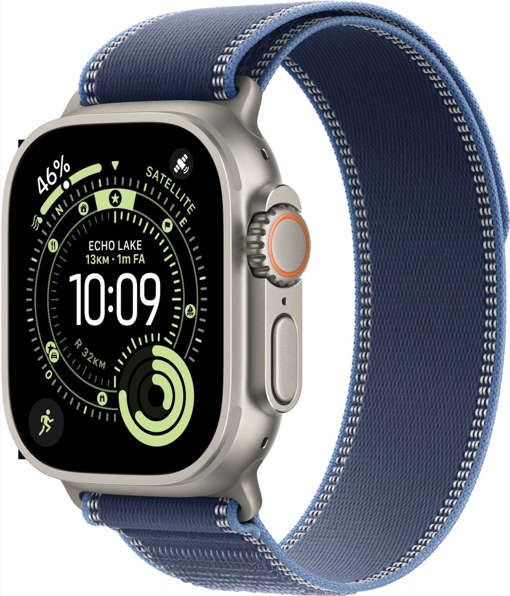 Apple Watch Ultra 3 - Wifi + 5G - 49mm - Natural Titanium Case with Blue/Bright Blue Trail Loop - M/L