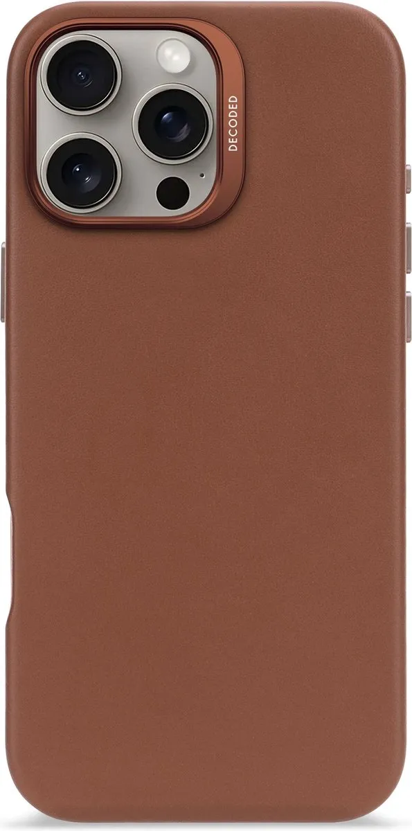 DECODED Leren Hoesje Geschikt voor iPhone 16 Pro Max - Gemaakt van Premium ECCO Leer - Geschikt voor MagSafe - Bruin