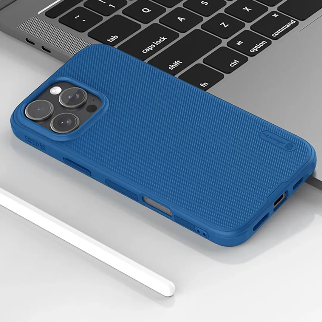 Nillkin Super Frosted Shield Pro iPhone 16 Pro Hoesje - Blauw - afbeelding 2 van 6