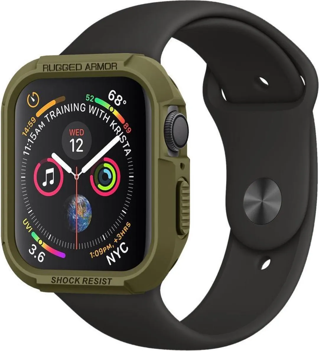 Spigen Rugged Armor Hoesje Apple Watch 4 44mm - Groen - afbeelding 6 van 6