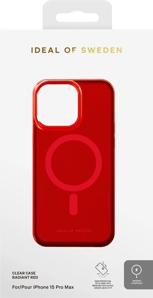 iDeal of Sweden Clear Case Mid MagSafe iPhone 15 Pro Max - Radiant Red