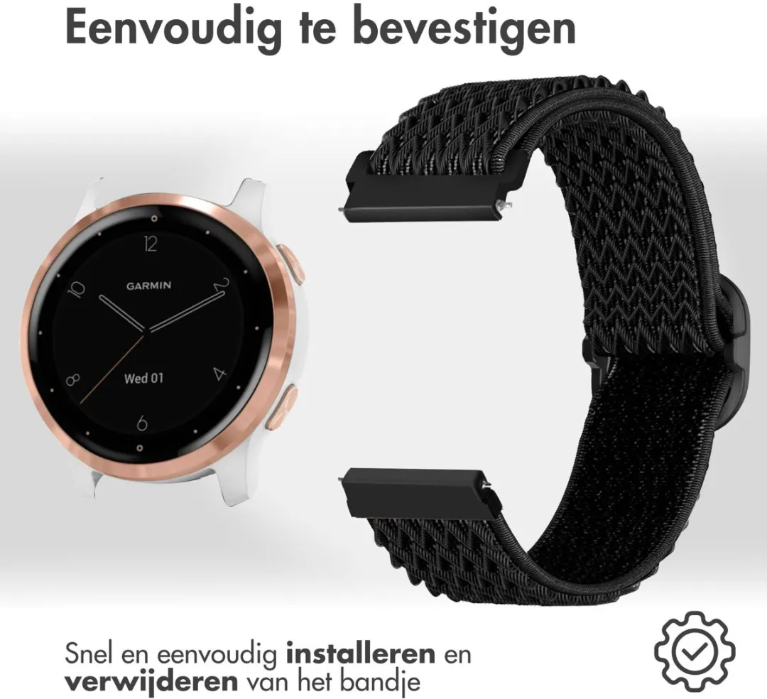 Imoshion Elastisch Nylonbandje 18mm - Smartwatch - Zwart