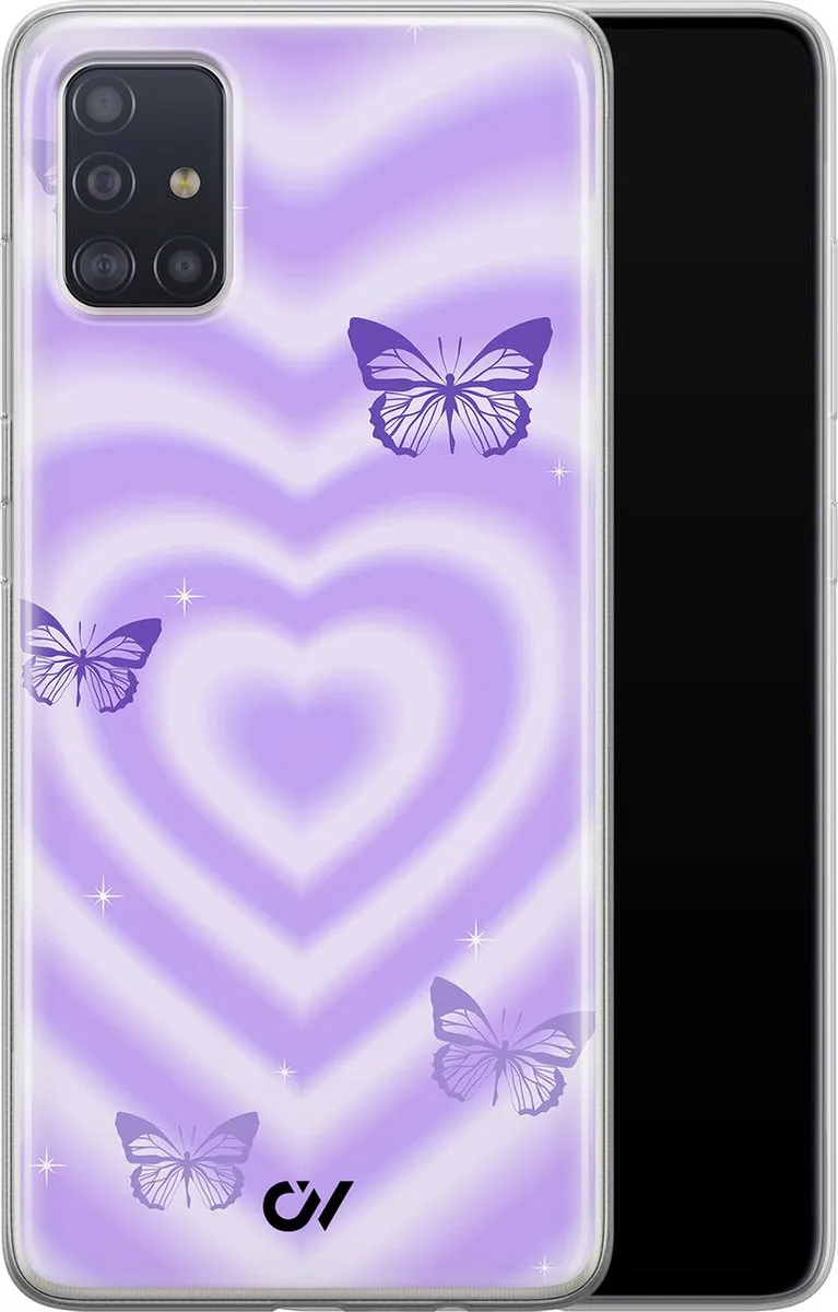 Casevibes Samsung Galaxy A51 Hoesje - Paars - Retro Hart Vlinder