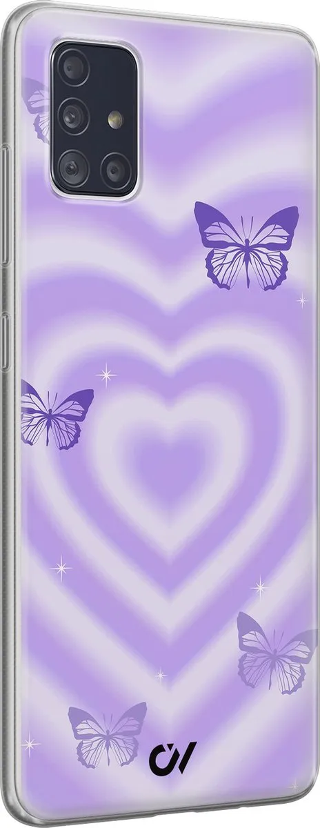 Casevibes Samsung Galaxy A51 Hoesje - Paars - Retro Hart Vlinder
