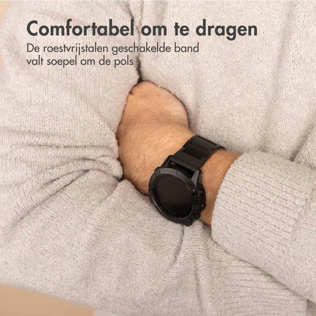 Accezz Titanium Mat Bandje 22mm - Garmin Forerunner 970 - Zwart