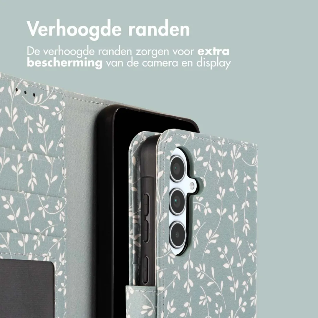 Imoshion Galaxy A35 Hoesje Smoke Green Flowers - 3 Pasjes