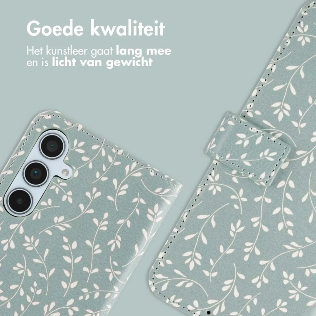 Imoshion Galaxy A35 Hoesje Smoke Green Flowers - 3 Pasjes