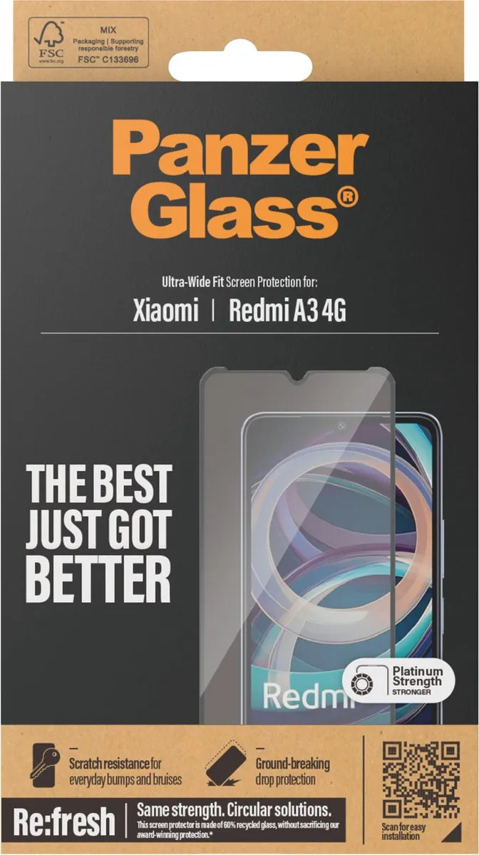PanzerGlass Screen Protector Xiaomi Redmi A3 - Full Screen - Tempered Glas