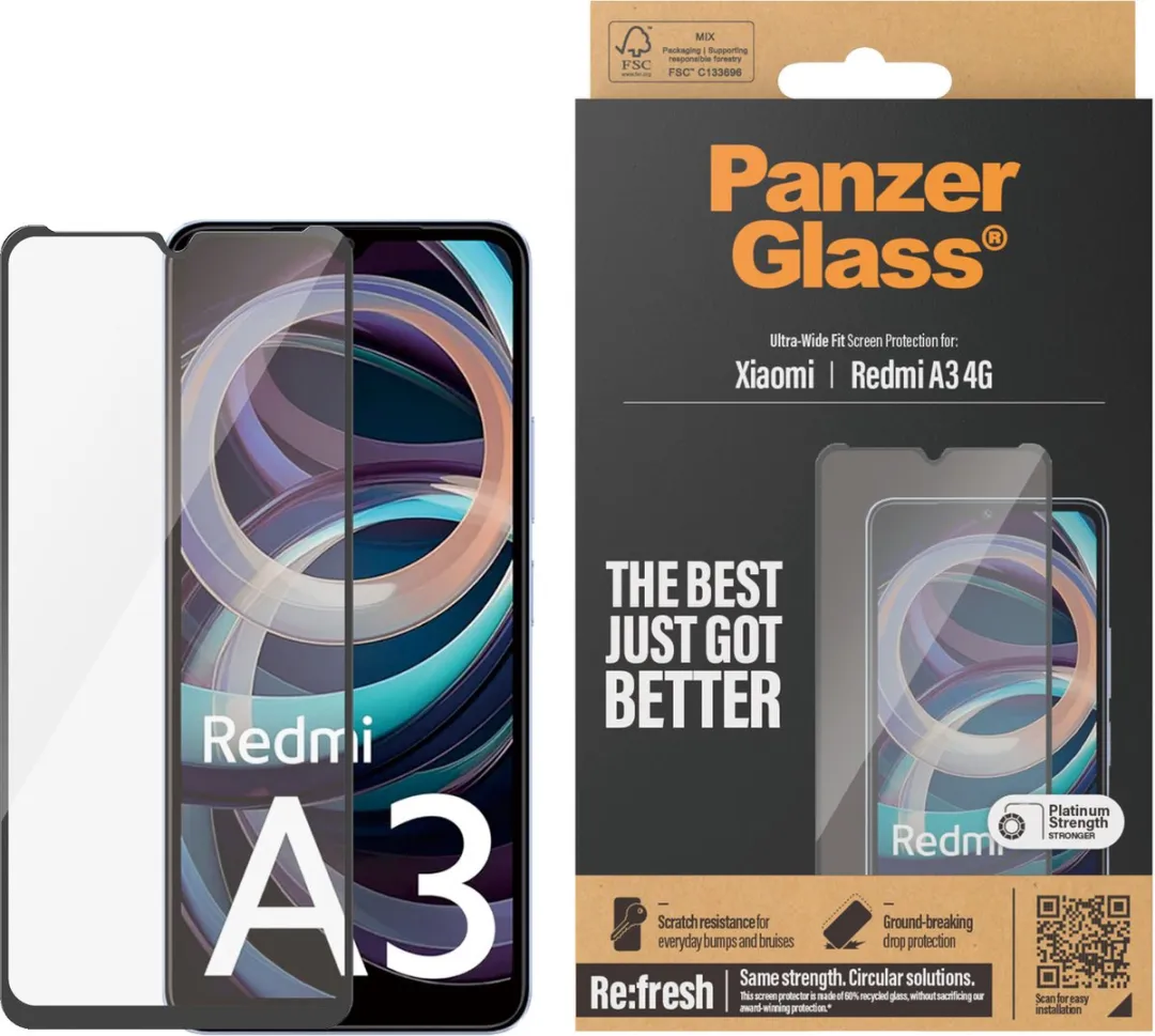 PanzerGlass Screen Protector Xiaomi Redmi A3 - Full Screen - Tempered Glas