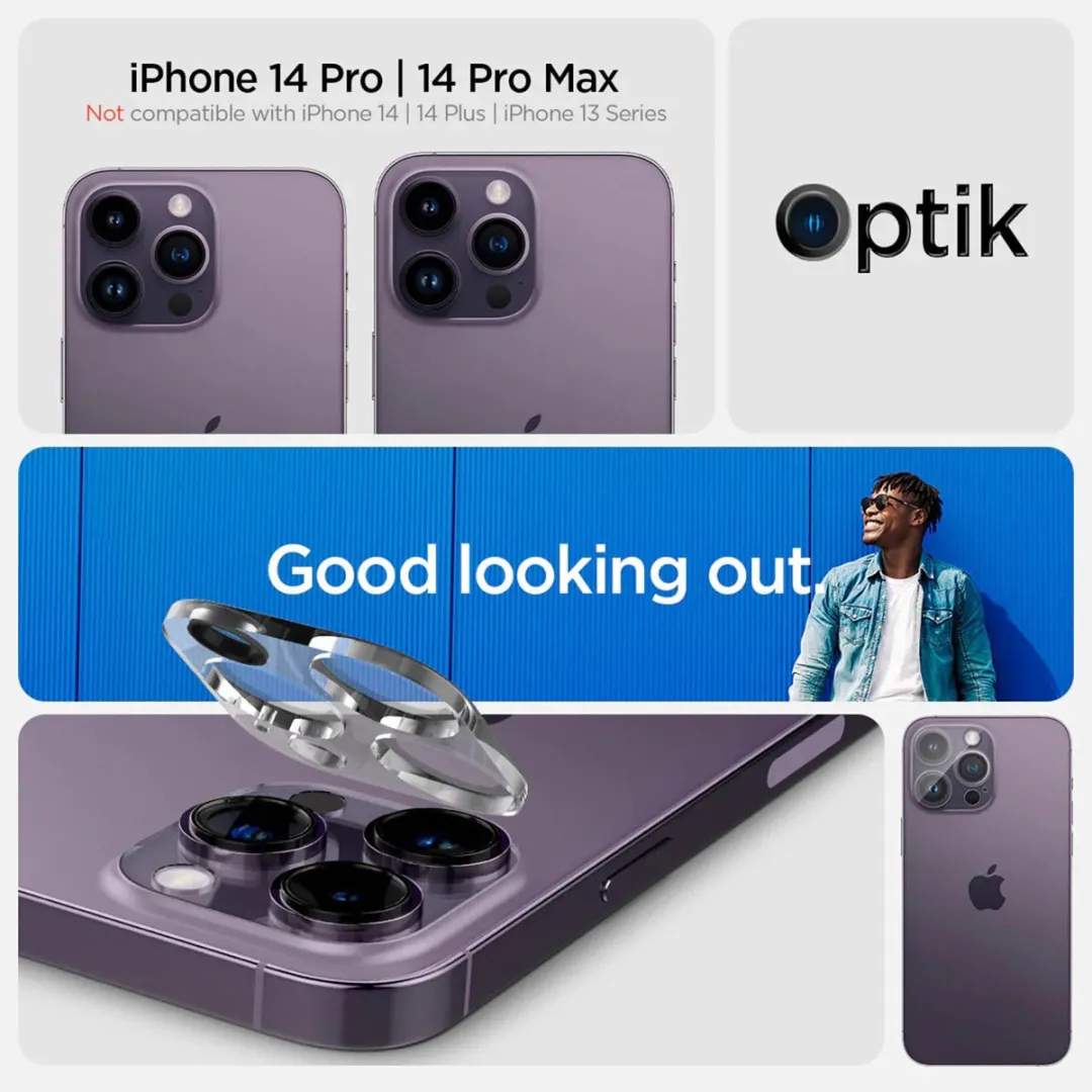 Spigen iPhone 14 Pro/Pro Max Camera Lens Glasbeschermer - 2 Stuks - Transparant - afbeelding 6 van 6