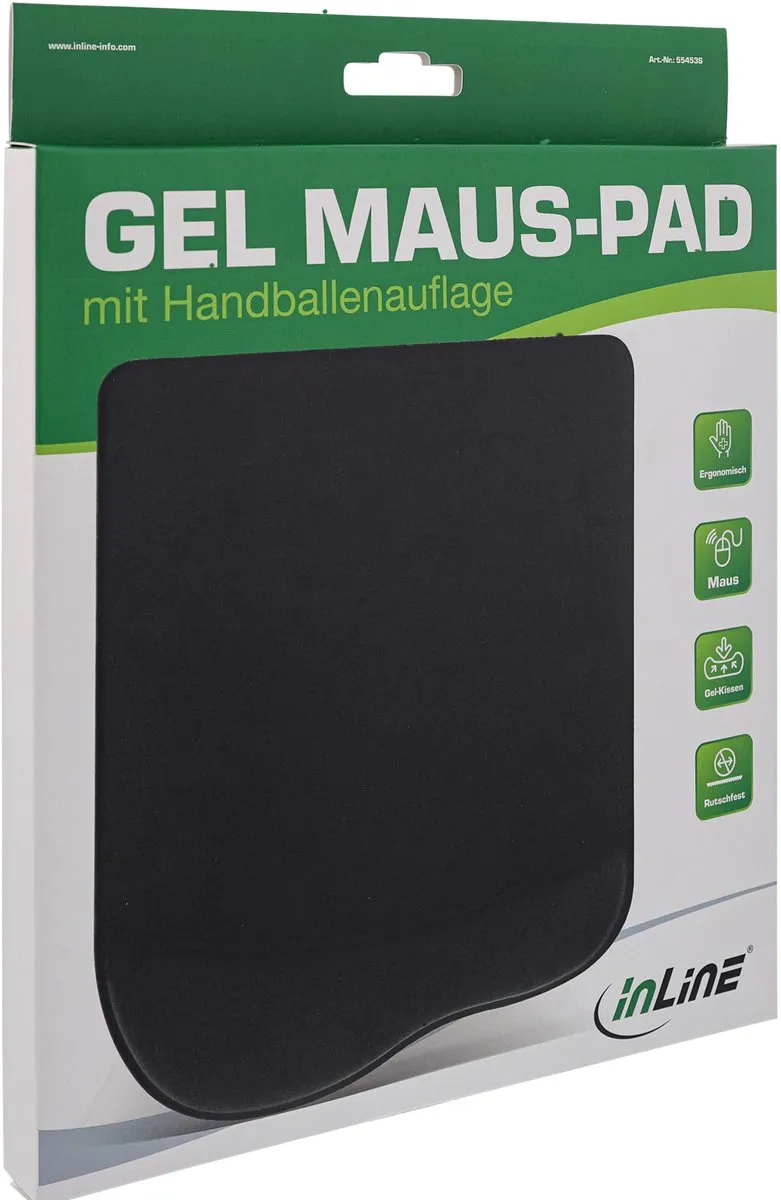 InLine Premium Muismat met Polsondersteuner 55453S - Zwart