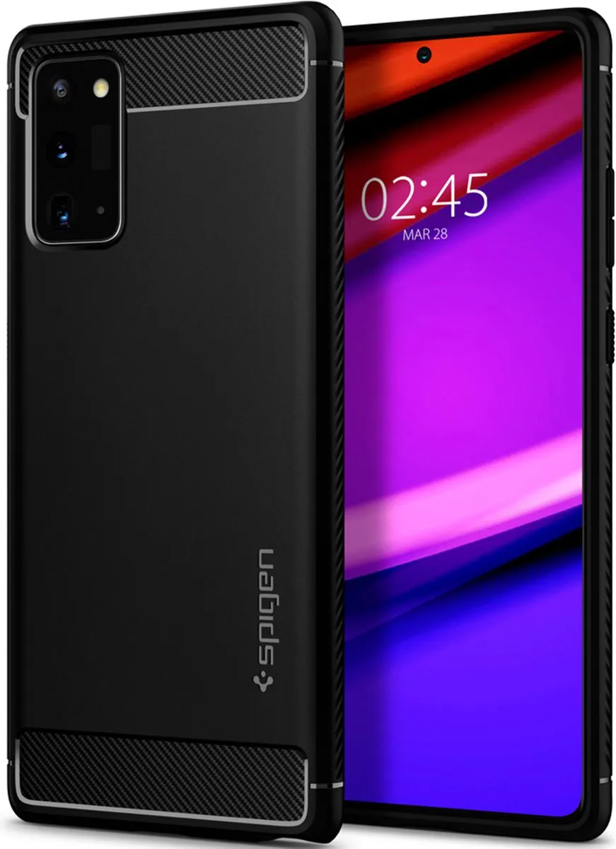 Spigen Rugged Armor ACS01417 Hoesje - Samsung Galaxy Note20 - Zwart
