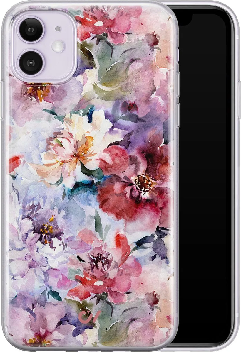 Casevibes Hoesje iPhone 11 Bloemen Acryl - Roze
